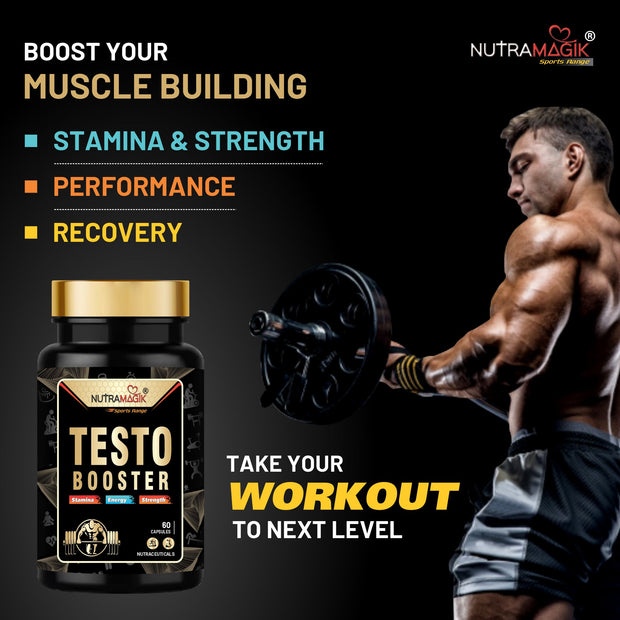 Testo Booster For Stamina, Energy And Strength | Contains Safed Musli,Mucuna, Ashwagandha & Fenugreek Extract- 60 Capsules