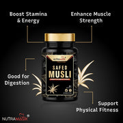 Safed Musli Extract Capsules Supports Immunity, Improves Strength, Provides Energy Level, Enhances Sports Performance-30 Capsules