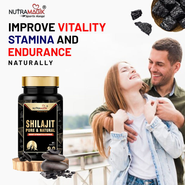 Shilajit Pure and Natural Shilajit for Strength,Stamina and Energy- 60 Capsules