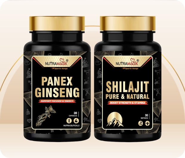 Nutramagik Himalyan Shilajit & Panax Ginseng Pure & Natural for Stamina and Energy-30 Capsules each