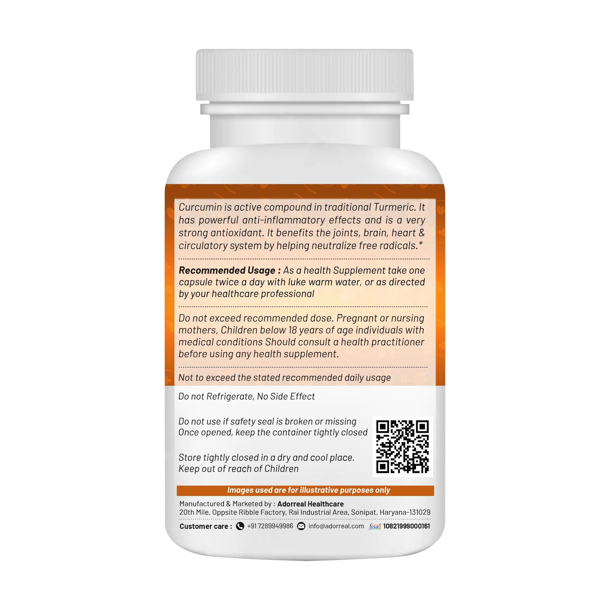 Curcumin with Ginger and Piperine Extract -60 capsules