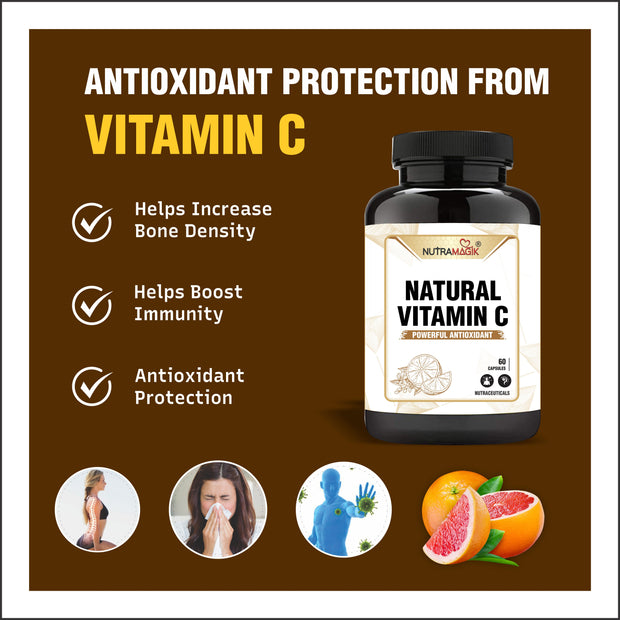 Natural Vitamin C with Acerola Cherry, Rosehip Extract with Zinc-60 Capsule