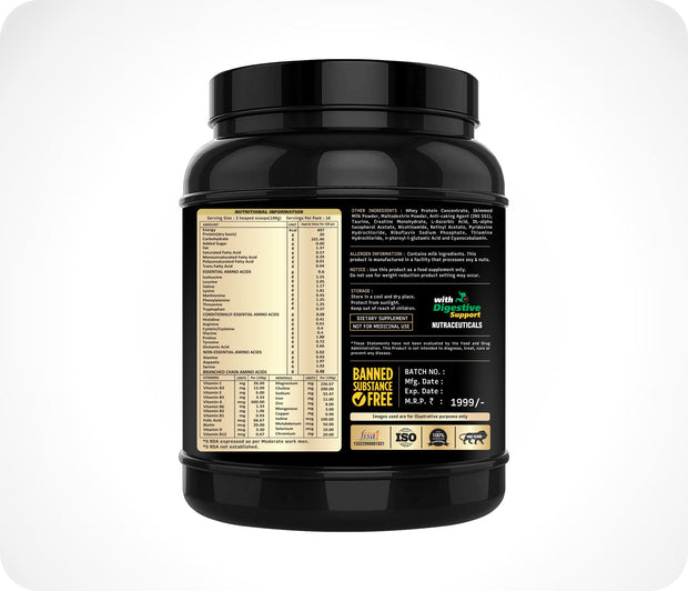 Nutramagik Mass Gainer Whey Protein Powder - High Calories Formula with Vitamins & Minerals, Creatine- 1KG