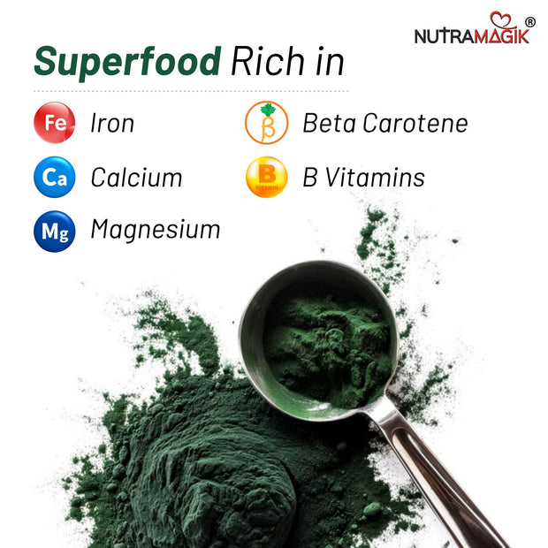 Spirulina Super Green Food For Good Health Weight Management And Immunity Booster | Helps In Healthy Heart- 60 Capsules