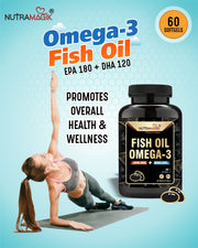 Nutramagik Fish Oil Omega 3 1000mg  For Healthy Joint,Heart, Brain and Eye Health - 60 Softgels