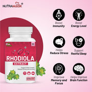 Rhodiola Rosea Root Extract for Stress Support Brain,Focus & Mood-60 Capsules