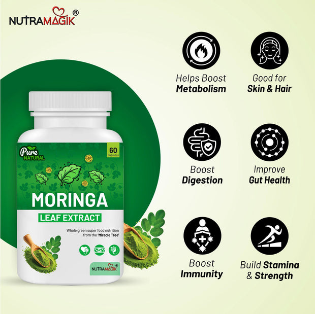 Moringa Drumstick & Leaf Extract | Superfood for Weight Loss, Immmunity, Energy, Liver Protection & Joint Support-90 capsules