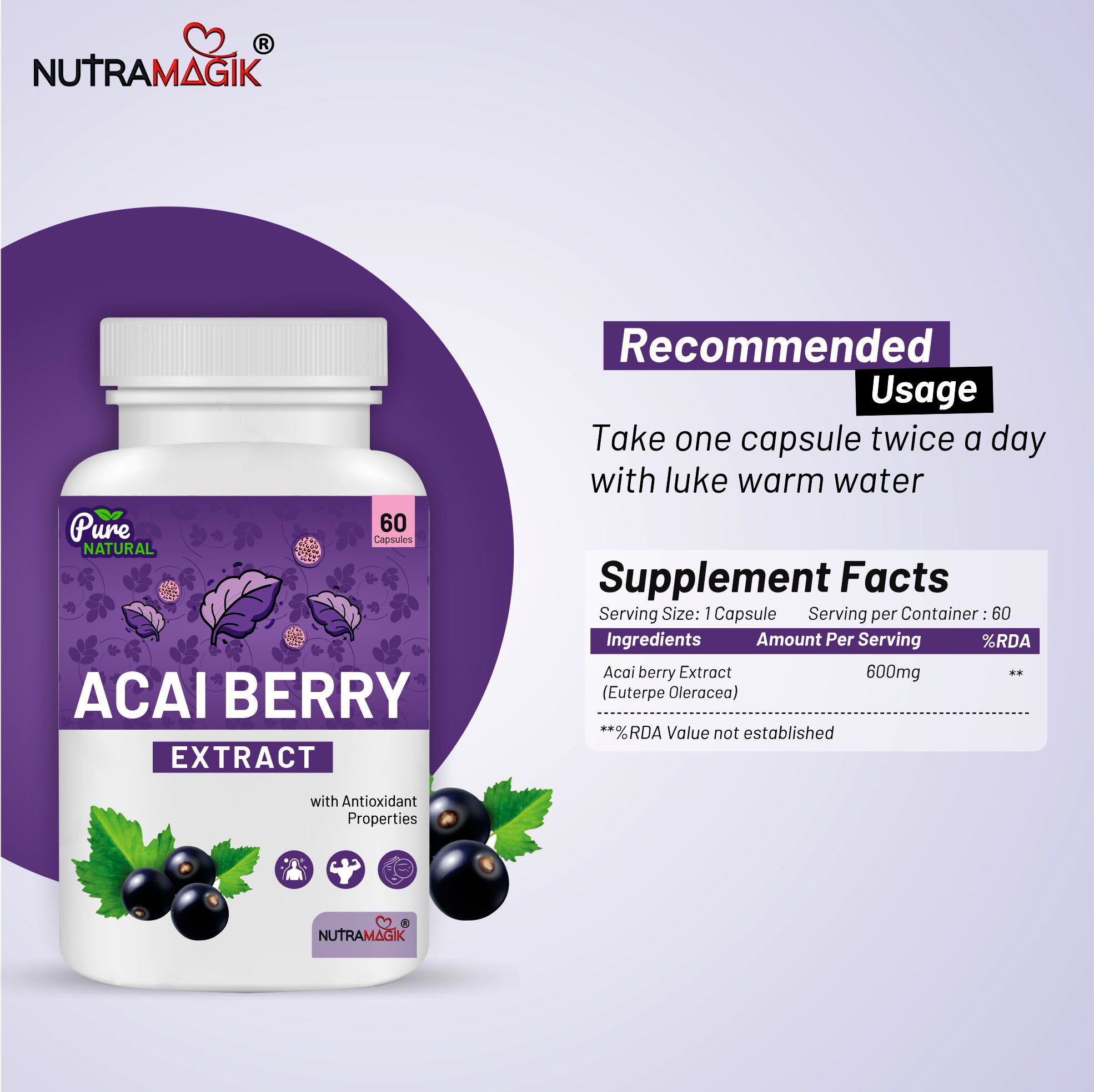 Acai Berry Extract - 60 Capsules