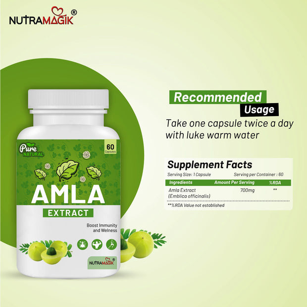Nutramagik Amla Extract - Boost Immunity and Wellness - 60 Capsules