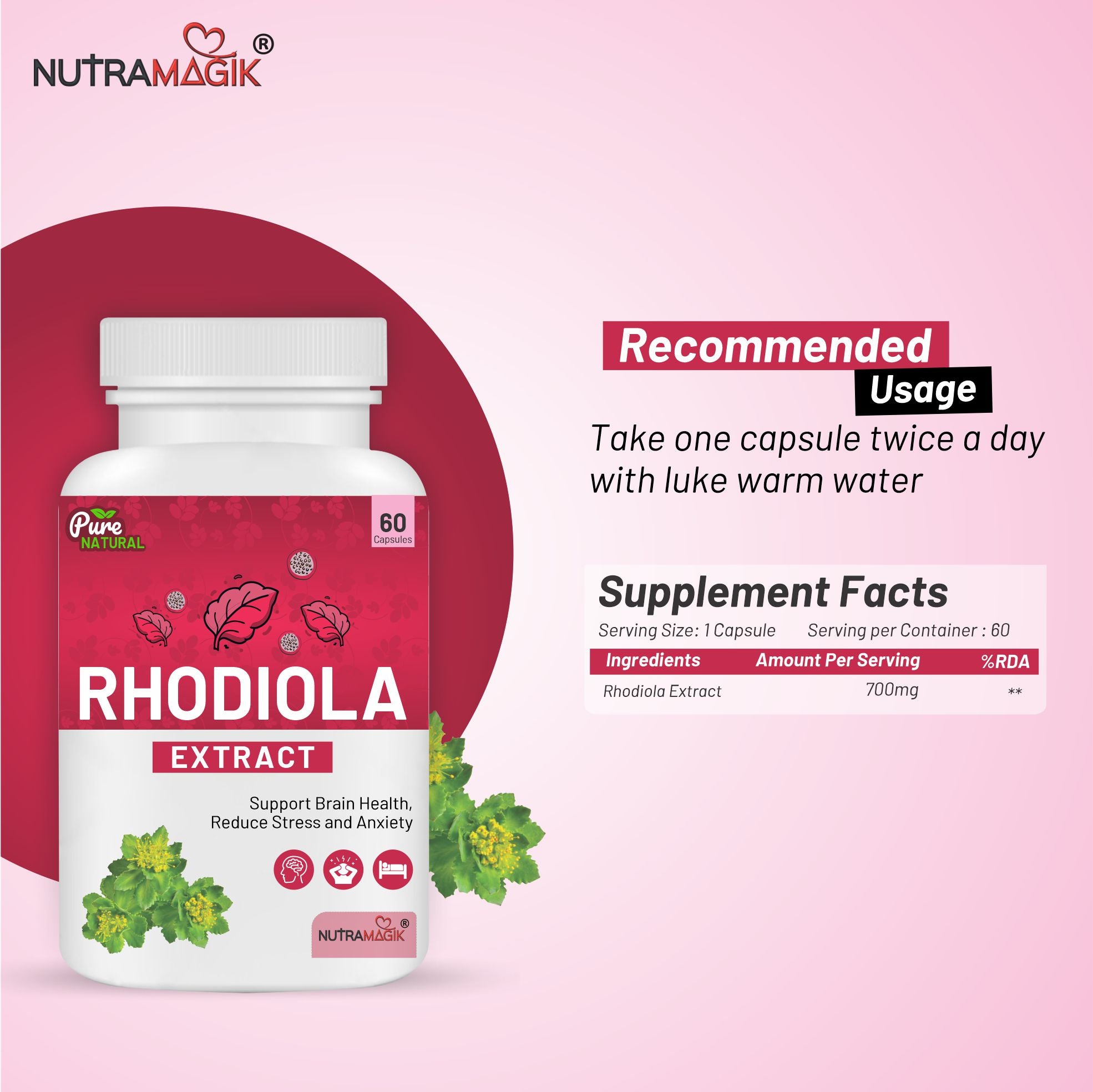 Rhodiola Rosea Root Extract -60 Capsules