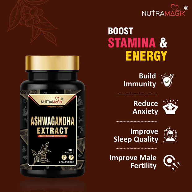 Nutramagik Himalyan Shilajit & Aswagandha Extract Pure & Natural for Stamina and Energy-30 Capsules each