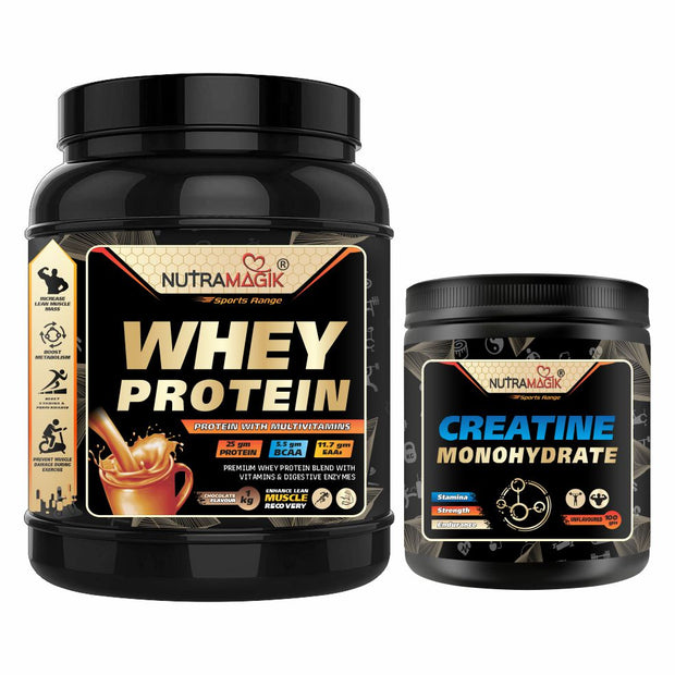 Combo Deals Whey protein powder 1 Kg Choco flavourand Creatine Monohydrate 100gm unflavoured