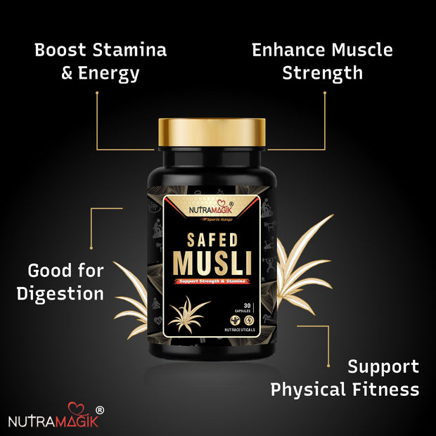 Nutramagik Himalyan Shilajit & Safed Musli Pure & Natural for Stamina and Energy-30 Capsules each