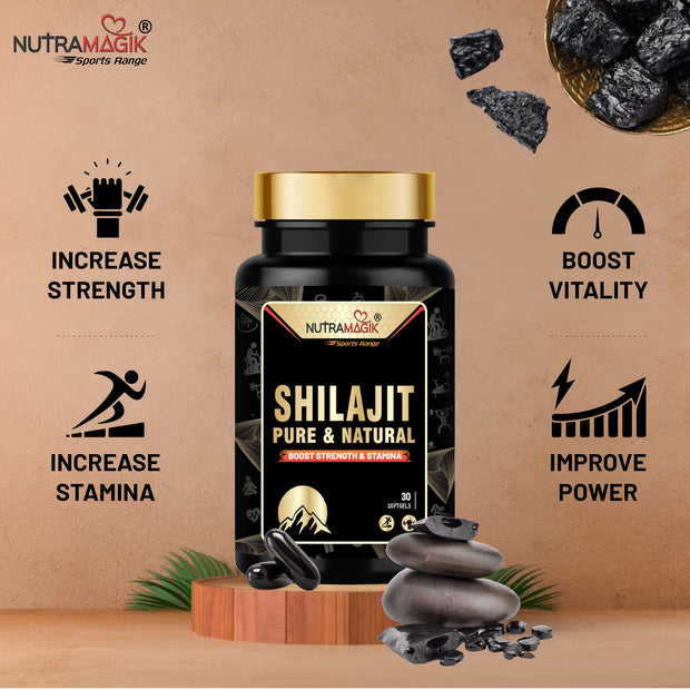 Nutramagik Himalyan Shilajit & Aswagandha Extract Pure & Natural for Stamina and Energy-30 Capsules each