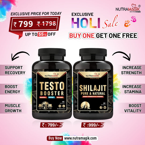 Nutramagik Shilajit and Testobooster combo offer - 60 capsule each