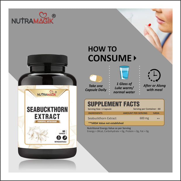 Sea Buckthorn For Healthy Heart, Immunity Power & Body Detox- 60 Capsules