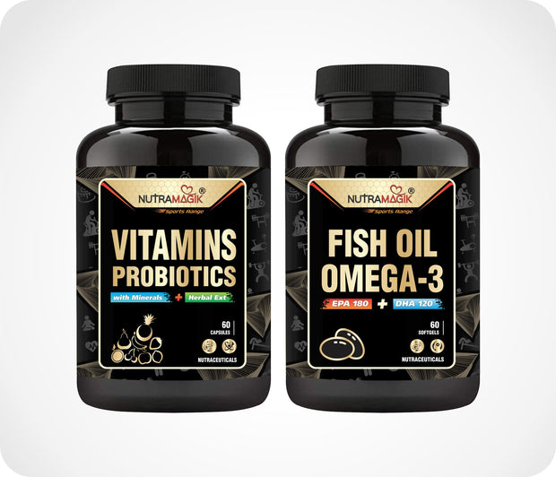 Combo Deals Multi Vitamins Probiotics & Fish Oil Omega 3 - Pack of 1 Each